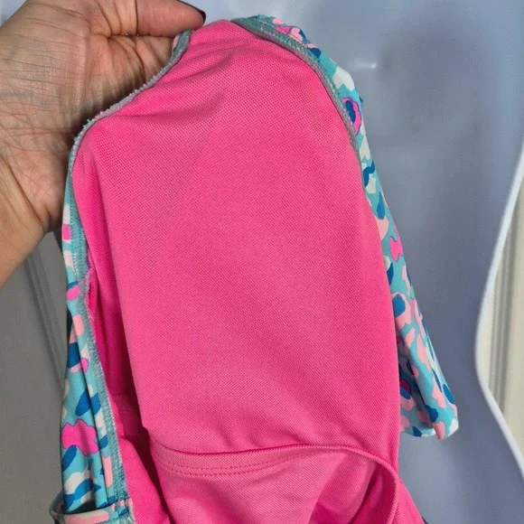 Lilly Pulitzer Delphie one-piece blue pink leopard spot print swimsuit womens 2 - Picture 13 of 13